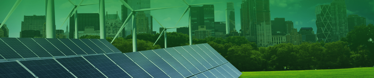 Solar panels and wind turbines for renewable energy generation