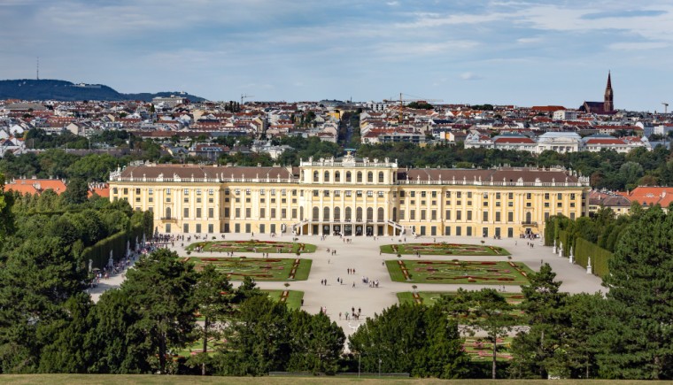 Schönbrunn Palace and the surrounding city of Vienna